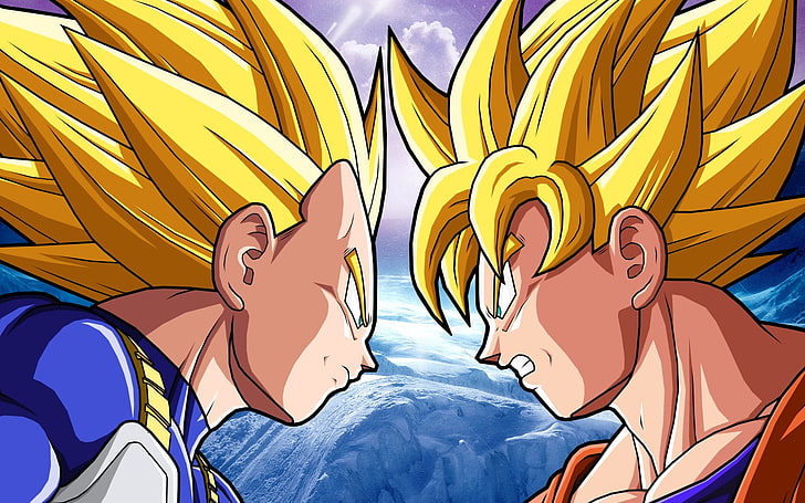 Dragon Ball Z Super Saiyan Vegeta vs Super Saiyan Goku, Dragon Ball, Dragon Ball Z, HD wallpaper