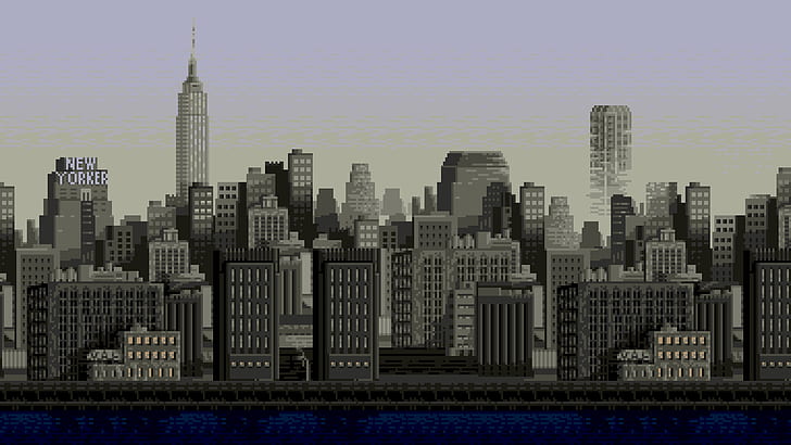 The city, Building, New York, New York City, Retro, 8Bit, 8 Bit, Bit, HD wallpaper