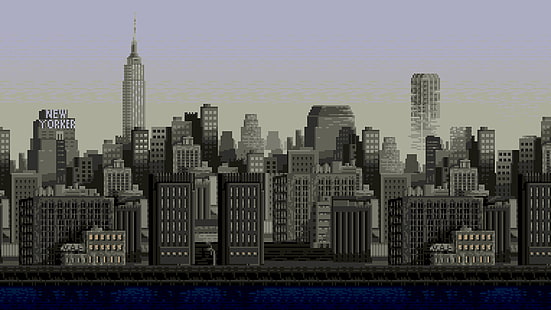 Staden, Building, New York, New York City, Retro, 8Bit, 8 Bit, Bit, HD tapet HD wallpaper