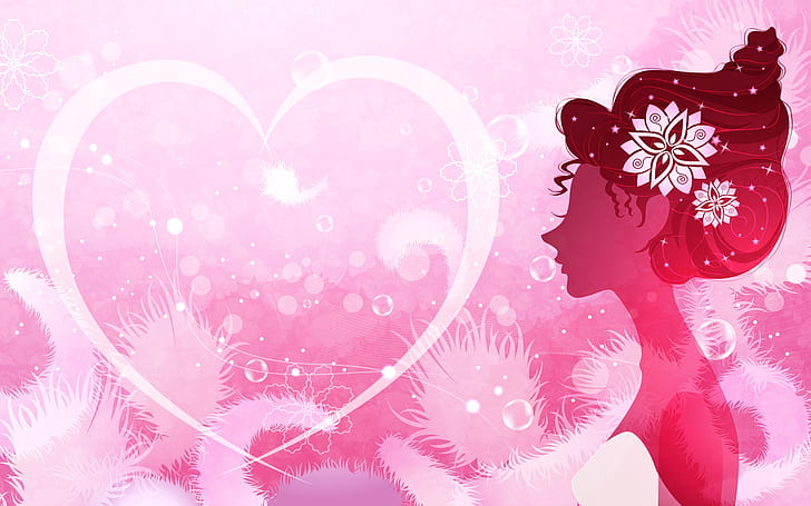 Vector women and love heart-shaped, Vector, Women, Love, Heart, HD wallpaper