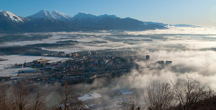 Kranj, Slovénie, hiver, montagnes, Fond d'écran HD