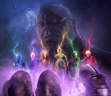 Film, Avengers: Sonsuzluk Savaşı, Doktor Garip, Gamora, Loki, Thanos, Vizyon (Marvel Comics), HD masaüstü duvar kağıdı HD wallpaper