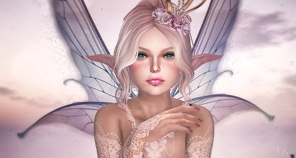 flowers, elf, wings, fairy, HD wallpaper HD wallpaper
