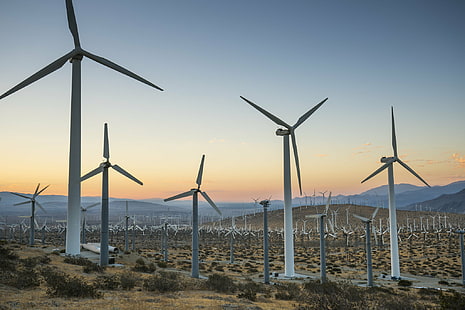 飛行機分野の風力タービンロット、再生可能エネルギー開発、砂漠風、ロット、飛行機、フィールド、土地管理局、カリフォルニア州、カリ、太陽風、日没、科学、タービン、電気、環境、技術、燃料および発電、エネルギー、風力、風力タービン、産業、発電機、電力、自然、リサイクル、環境保全、ターニング、代替エネルギー、電力供給、開発、 HDデスクトップの壁紙 HD wallpaper