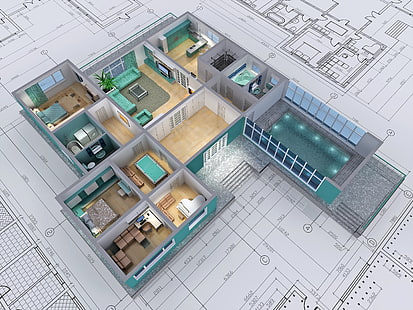 план дома, дизайн, архитектура, чертежи, жилье, HD обои HD wallpaper