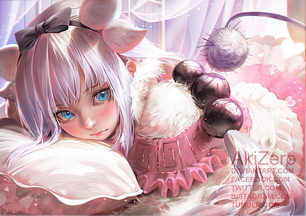 Kanna Kamui (Kobayashi-san-Chi-no-Maid-Drache), Kobayashi-san-Chi-no-Maid-Drache, weißes Haar, blaue Augen, Anime-Mädchen, HD-Hintergrundbild HD wallpaper