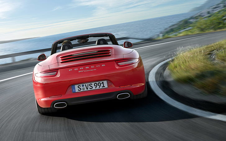 Porsche 911 Carrera Cabriolet, red convertible car, cabriolet, porsche, carrera, cars, HD wallpaper