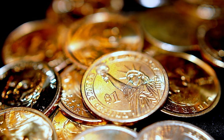 Geld, Gold, Münzen, Metall, HD-Hintergrundbild