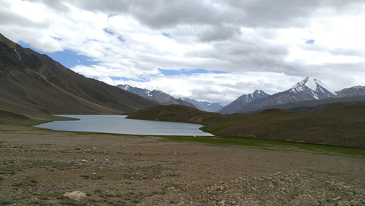paisagem, himalaia, lago, geleiras, neve, deserto, índia, HD papel de parede