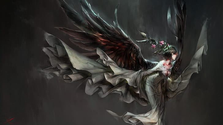 Anime girls, wings, demon, anime, angel, angel wings, HD wallpaper |  Wallpaperbetter