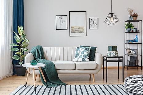 soffa, matta, växt, interiör, ljuskrona, bilder, tyg, ram, loft, HD tapet HD wallpaper