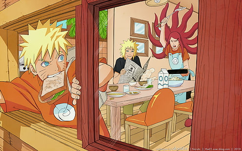 Ilustracja Naruto, anime, Uzumaki Naruto, Naruto Shippuuden, Uzumaki Kushina, Hokage, Namikaze Minato, Tapety HD HD wallpaper
