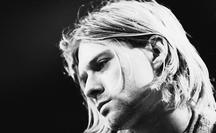 Kurt Cobain, Blanco y negro, Música, Fondo de pantalla HD