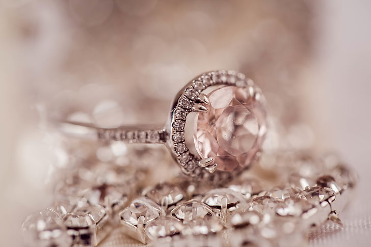 пръстен в сребърен цвят с прозрачен скъпоценен камък, пръстен, диамант, бижута, HD тапет