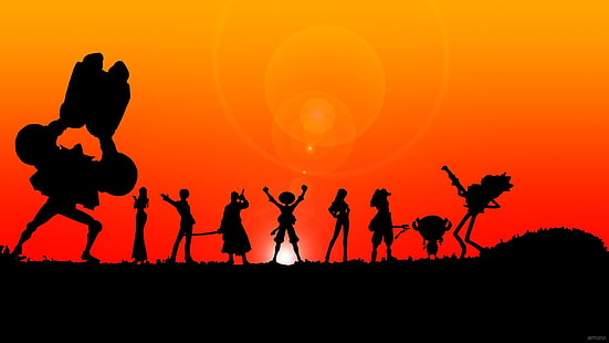 silhouette de personnes papier peint numérique, One Piece, anime, Fond d'écran HD HD wallpaper