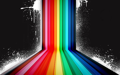 Dark Rainbow Vector HD, karya seni digital pelangi, abstrak, gelap, 3d, pelangi, vektor, Wallpaper HD HD wallpaper