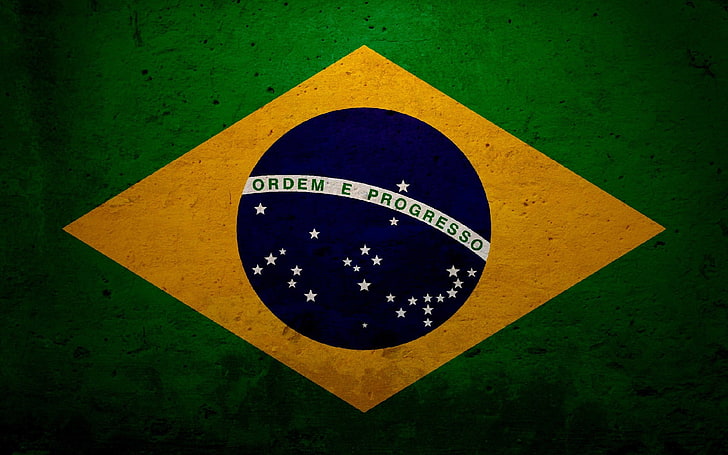 runder blauer und weißer Plastikbehälter, Brasilien, Flagge, HD-Hintergrundbild