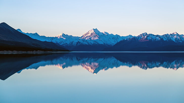 montanha de snowcap, lago, paisagem, montanhas, reflexão, monte Cook, HD papel de parede