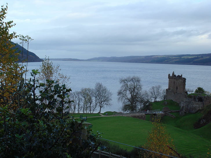 Urquhart Castle, Loch Ness, loch ness, scotland, inverness, uquhart, animals, HD wallpaper