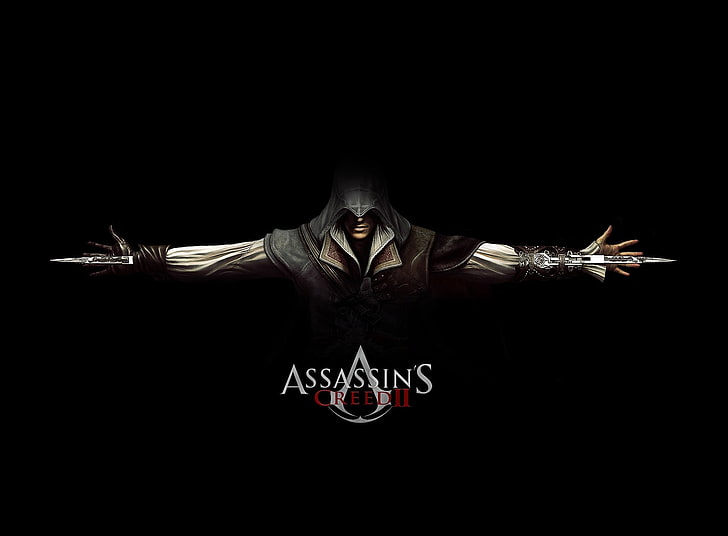 Assassin's Creed 2 Ezio Black, fondo de pantalla digital Assassin's Creed II, Juegos, Assassin's Creed, Black, assassin's creed 2, videojuego, videojuego de acción y aventura, ezio, Fondo de pantalla HD