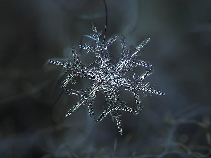 crystal snowflake, Snowflake, crystal, christmas, winter, abstract, backgrounds, nature, decoration, HD wallpaper