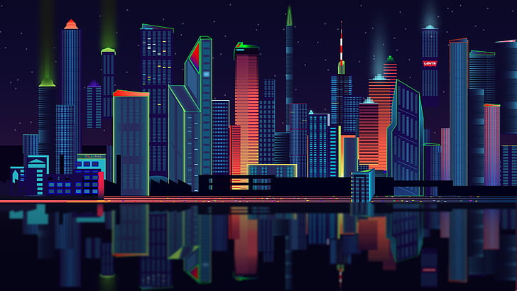 city vector, panorama, reflection, Others, HD wallpaper