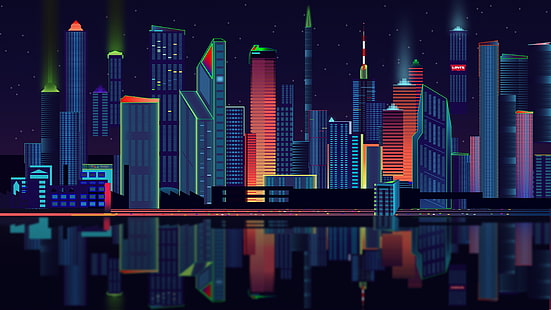 city vector, panorama, reflection, Others, HD wallpaper HD wallpaper