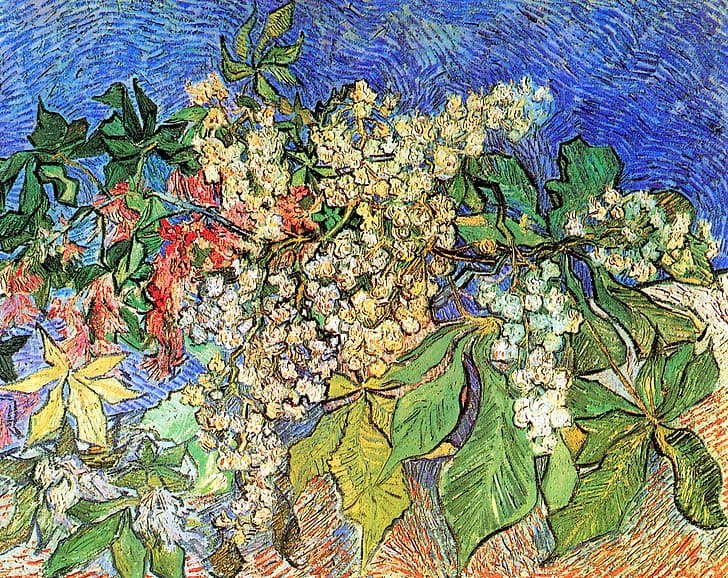 Vincent van Gogh, Auvers-sur-Oise, Blossoming Chestnut Branches, HD tapet