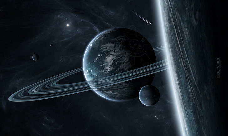 планета сатурн, планета, кольцо, спутники, звездная система, межзвездный газ, HD обои