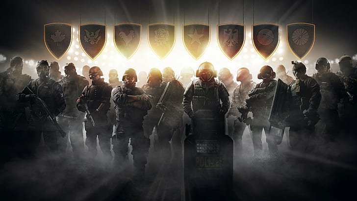 방독면, 전쟁, 무기, 삽화, 헬멧, 경찰, 남자, Rainbow Six : Siege, HD 배경 화면