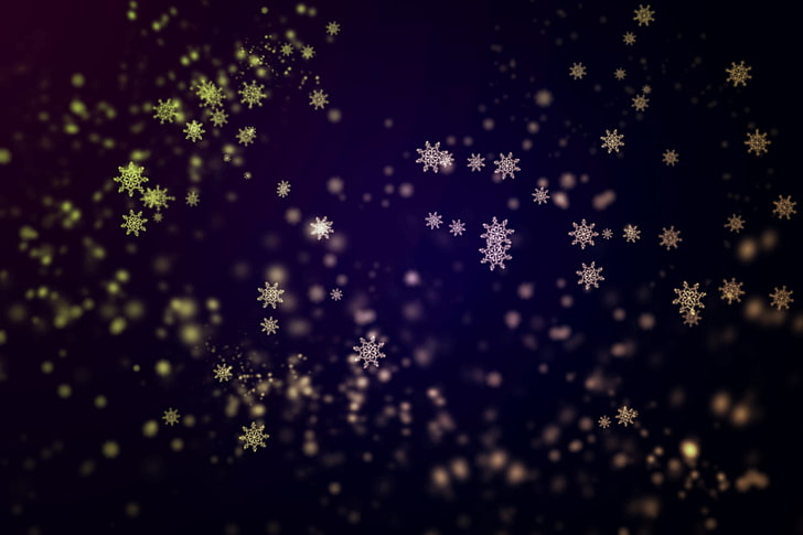 white snow flakes, snowflakes, background, shiny, abstract, HD wallpaper