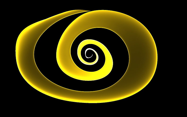 logotipo de Galatasaray amarillo y negro, espiral, simple, amarillo, minimalismo, formas, Fondo de pantalla HD