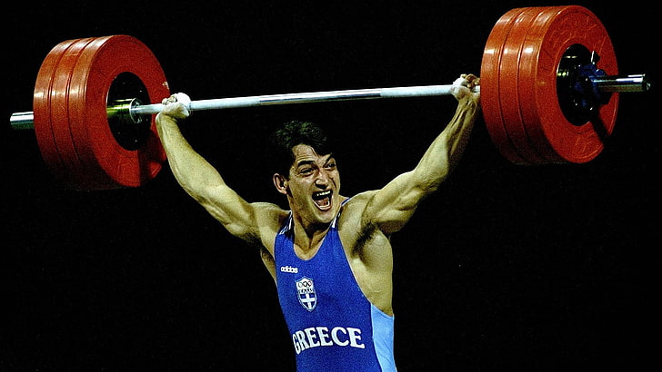 Pyrros Dimas, weightlifting, gyms, exercising, barbell, HD wallpaper