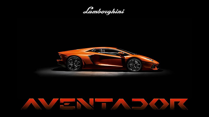 Lamborghini Aventador, оранжевый, суперкар, типография, оранжевые машины, Lamborghini, автомобиль, HD обои