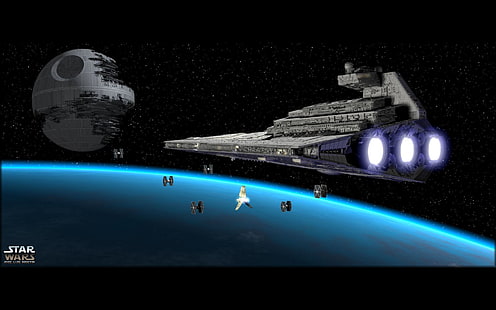 Star Wars, Death Star, Star Destroyer, TIE Fighter, HD wallpaper HD wallpaper