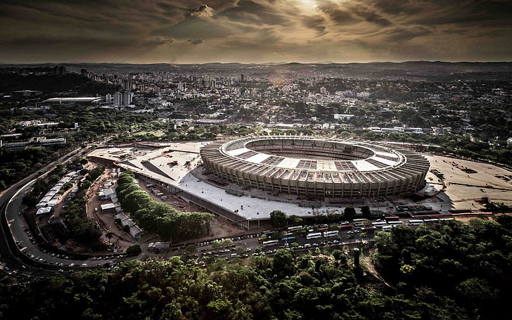 2014 Brazil 20th FIFA World Cup Desktop Wallpaper .., white concrete stadium, HD wallpaper