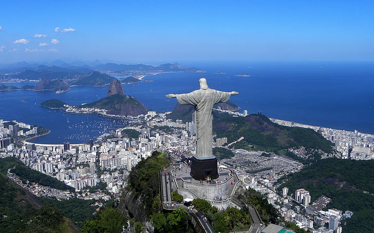 Brazylia, Rio de janeiro, Chrystus Odkupiciel, Widok z góry, Tapety HD