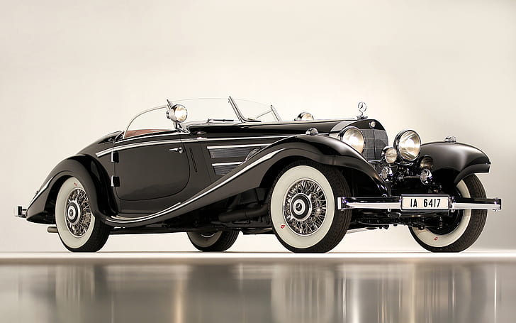black, cars, Mercedes, 540K, Special Roadster, 1936, classic, HD wallpaper