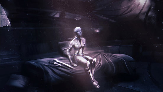 Mass Effect, Normandia, cabina, asari, Liara T Soni, Sfondo HD HD wallpaper