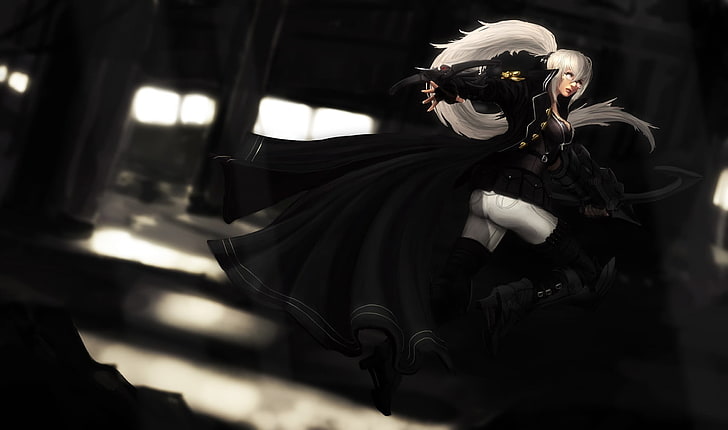 white-haired woman anime character wallpaper, League of Legends, Vayne (League of Legends), HD wallpaper