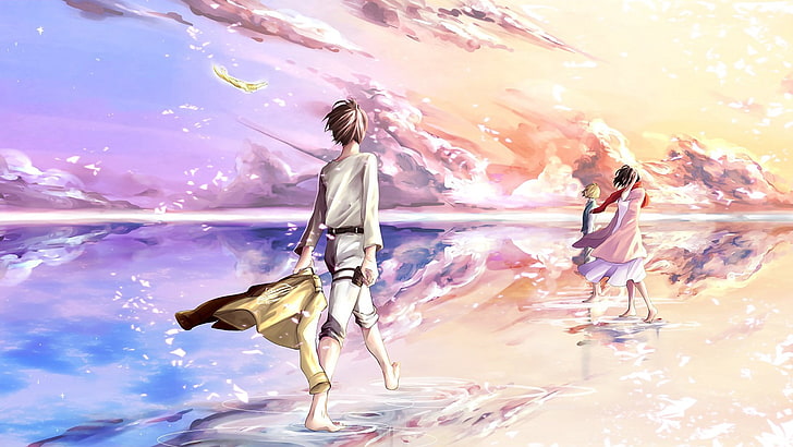 Shingeki no Kyojin, Anime, Mikasa Ackerman, Eren Jeager, Armin Arlert, HD-Hintergrundbild