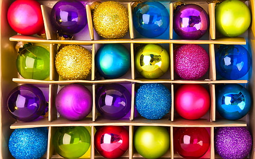 Färgglada festliga bollar, nyårsjul, färgglada, festliga, bollar, nya, år, jul, HD tapet HD wallpaper