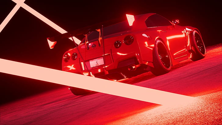 Nissan GTR, rot, Raketenhase, HD-Hintergrundbild