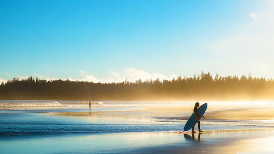 plaj, sörf tahtaları, manzara, deniz, yumuşak, sörfçü, HD masaüstü duvar kağıdı HD wallpaper