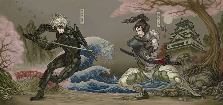 Metal Gear Rising: Revengeance, Japanese Art, video game art, Raiden, Sam, HD tapet