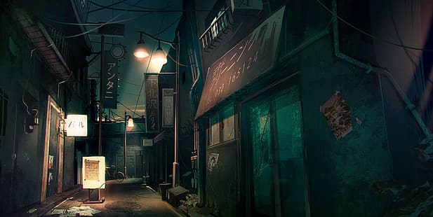 โตเกียว, กลางคืน, ถนน, ญี่ปุ่น, อับ, มืด, วอลล์เปเปอร์ HD HD wallpaper