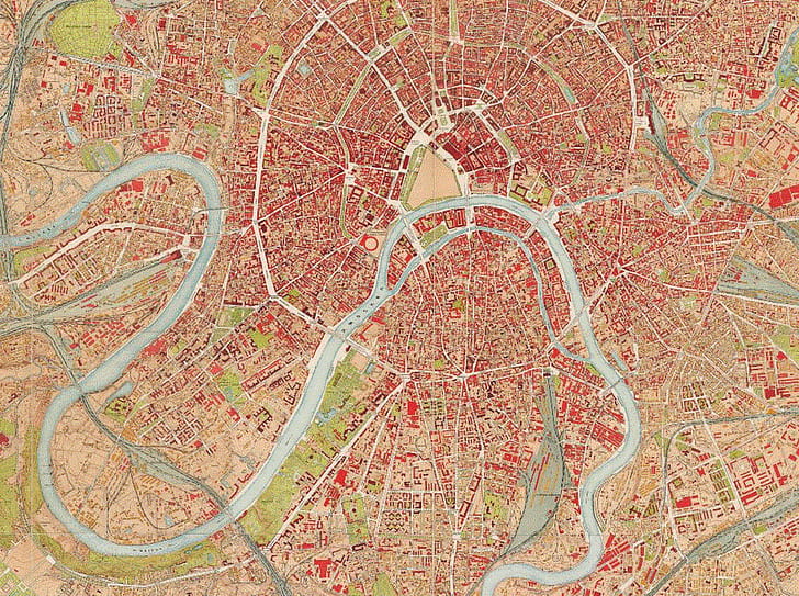 متفرقات خريطة موسكو القديمة روسيا، خلفية HD