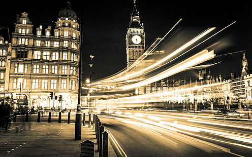 ليلة بيج بن لندن ، لندن ، الليل ، ساعة بيغ بن ، إنجلترا، خلفية HD HD wallpaper