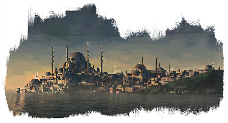 konceptkonst, arkitektur, stad, ottomanska, ottomanska riket, Istanbul, Turkiet, HD tapet
