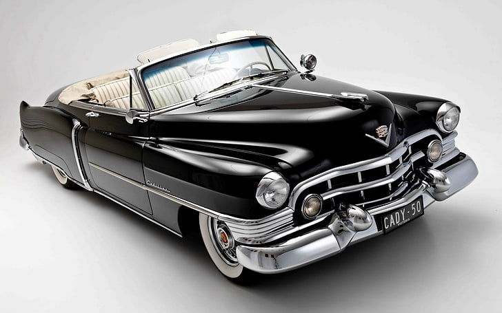 black Cadillac coupe, background, black, Cadillac, classic, 1950, Convertible, Sixty-Two, Sixty-One, HD wallpaper